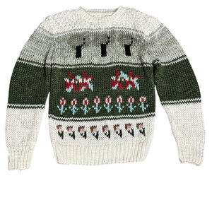 It’s Pure Gould Vintage Hand Knit Open Knit Women’s Sweater Floral Size Large